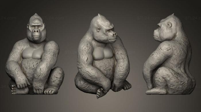 Animal figurines (Golden Gorilla 3D, STKJ_0299) 3D models for cnc
